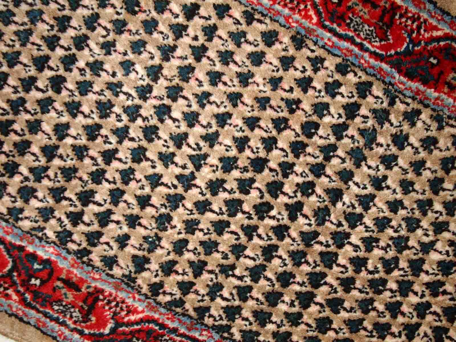 Vintage Indian Carpet Seraband handmade 65cm x 125cm 1970s, 1C801