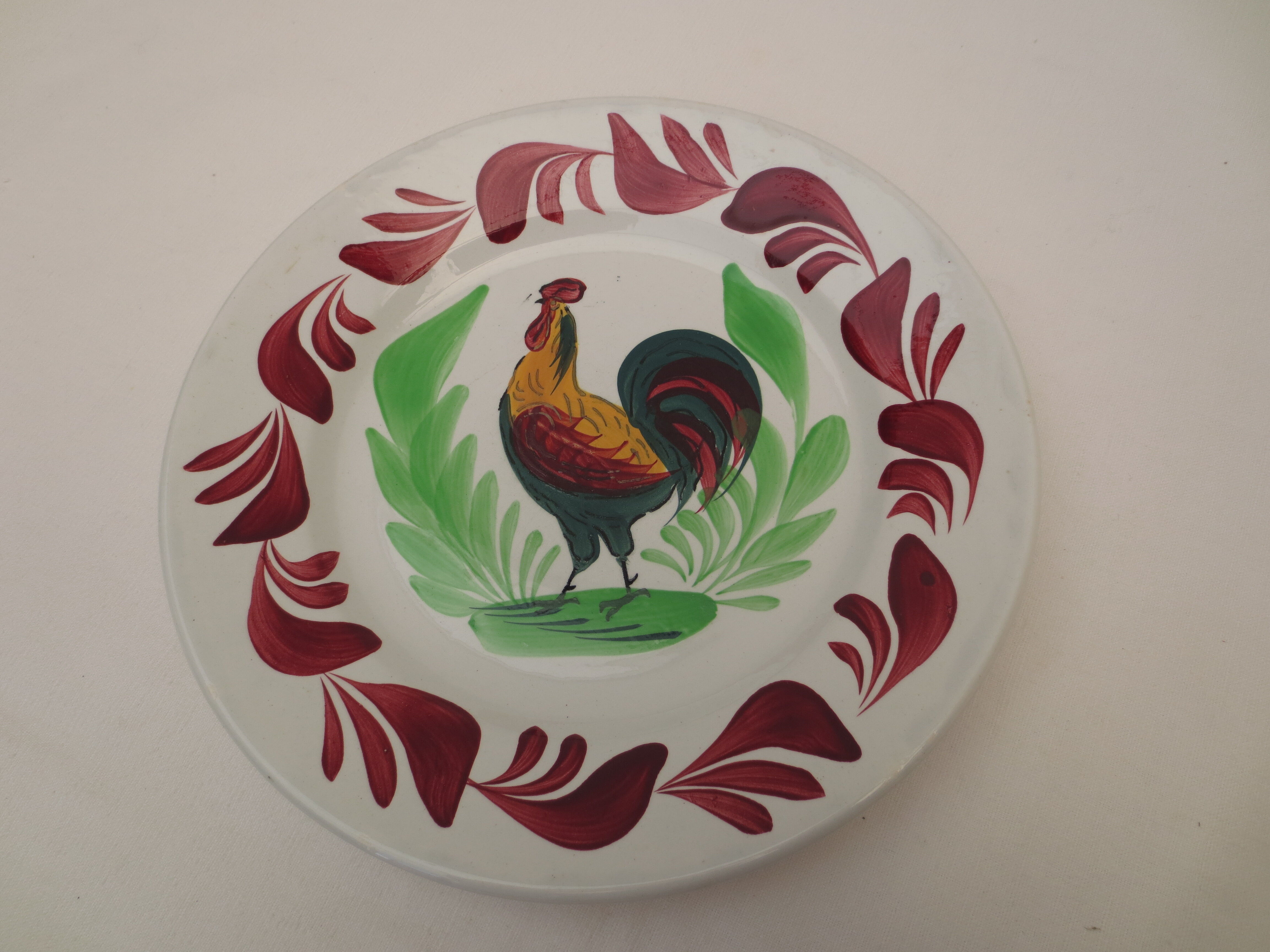 Flat plate decoration in faience of choisy the king