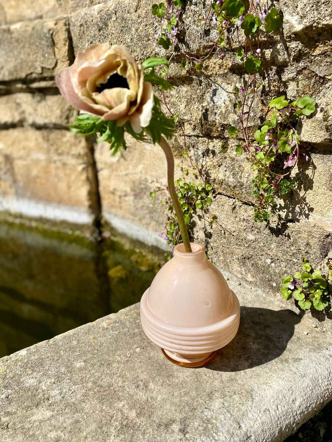 Old pink vase lamp base