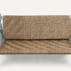 Vintage bench in braided rope and painted wood, 1950s-60s.