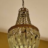 Lustre montgolfière, pampilles, ancien
