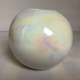 Iridescent white round vase