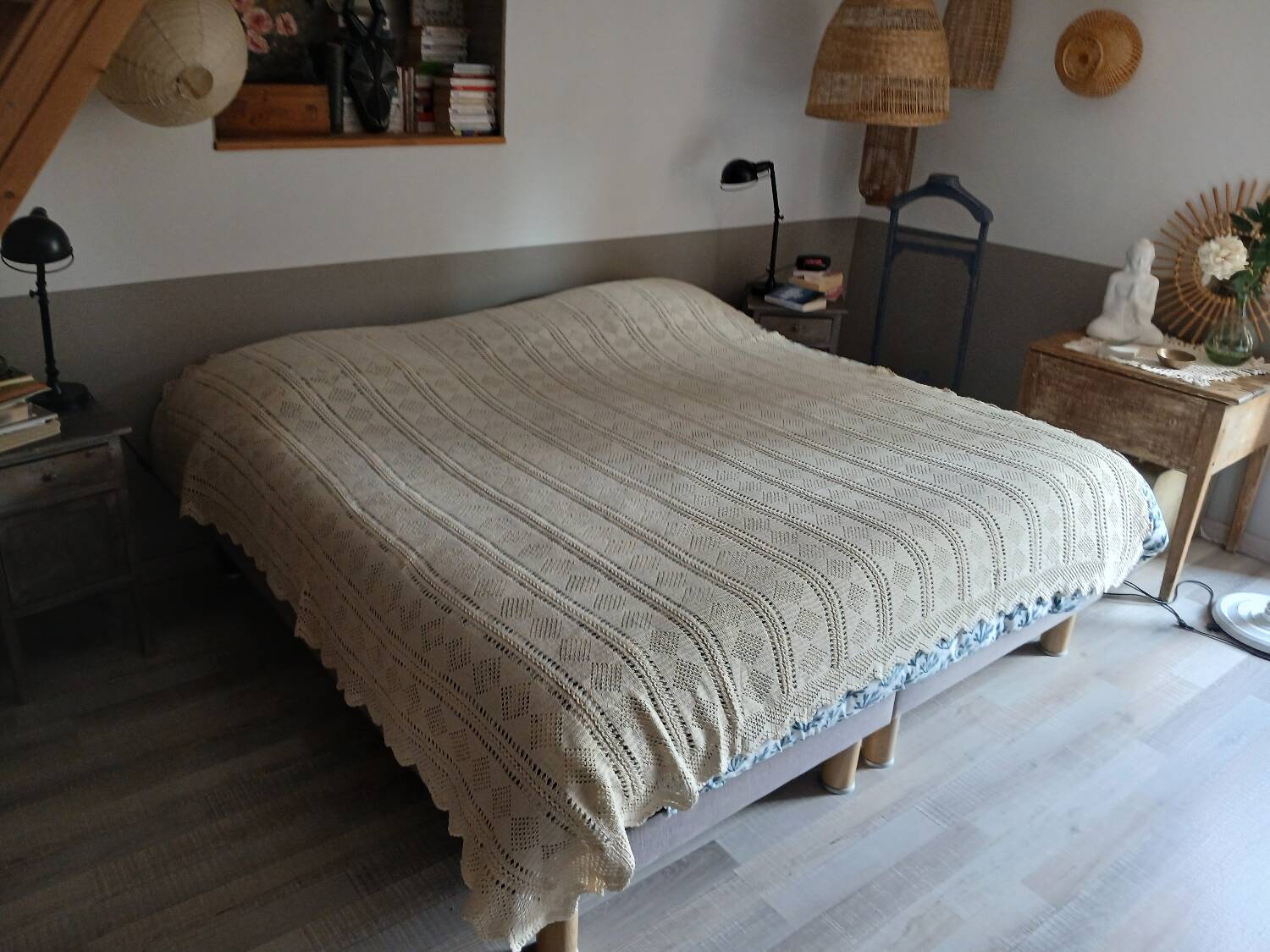 Antique crochet bedspread