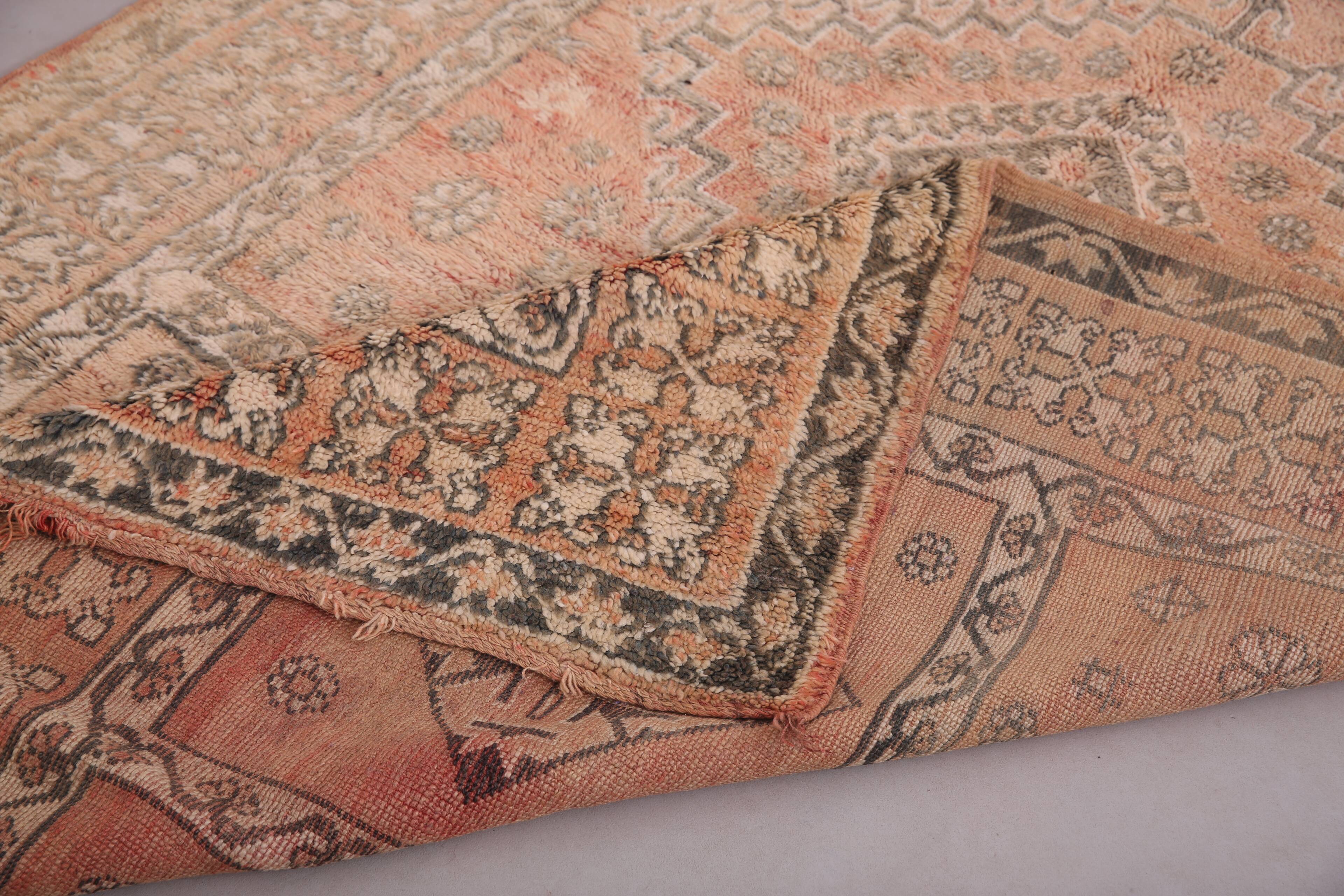 Peach Vintage Moroccan Rug 164 x 266 cm, Berber Wool Rug, Handmade Boho Rug