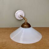 Vintage white opaline lampshade wall lamp