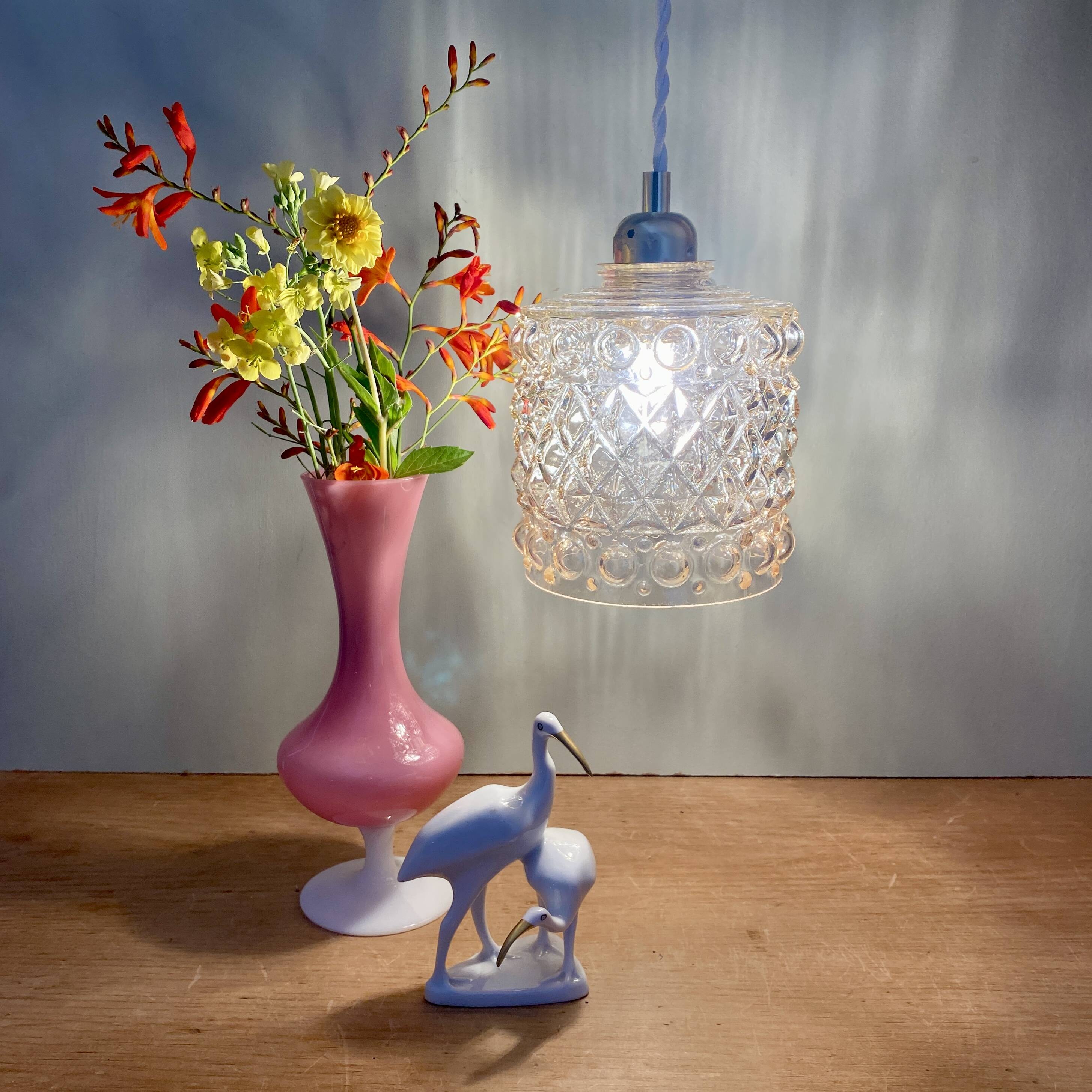 Vintage amber glass globe pendant light