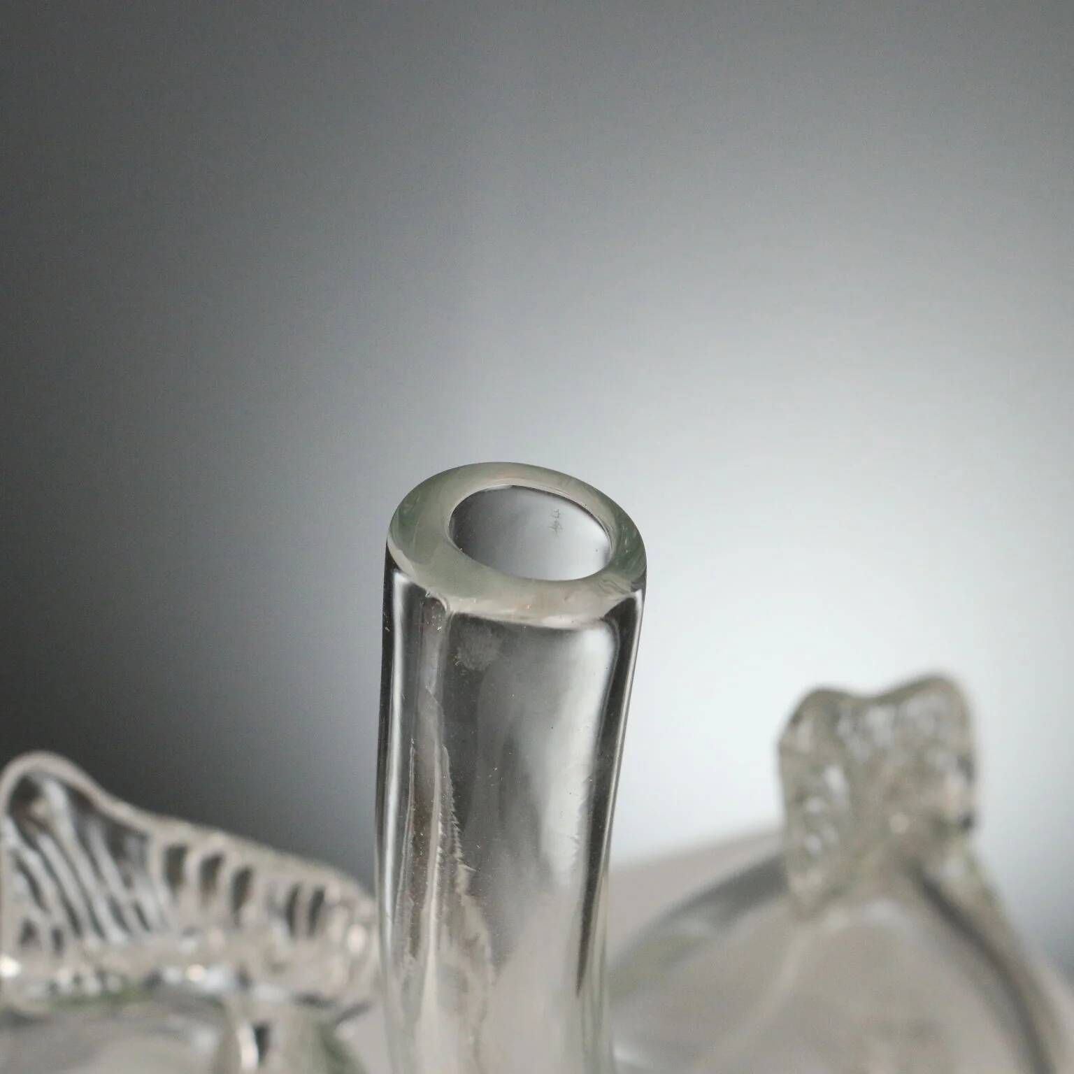 Vintage glass carafes from Murano and gold metal, Italy, 1980s.