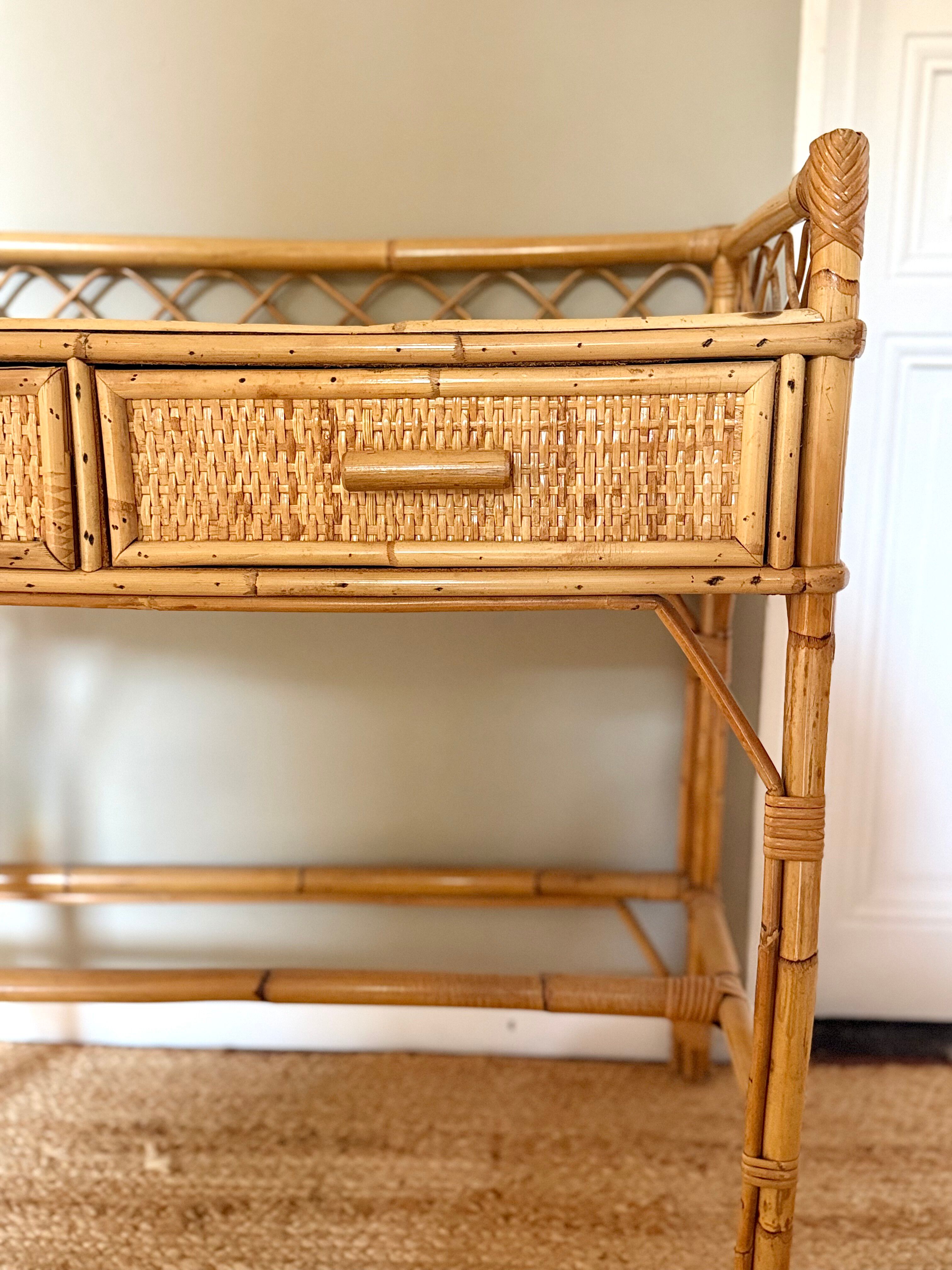 Vintage bamboo and rattan desk