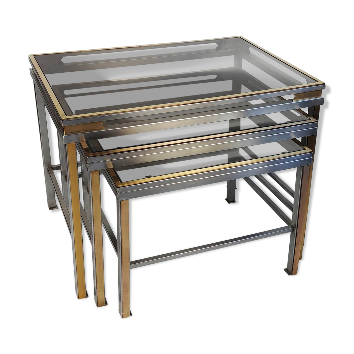 Guy Lefèvre for Maison Jansen, suite of 3 nesting tables, 1970s