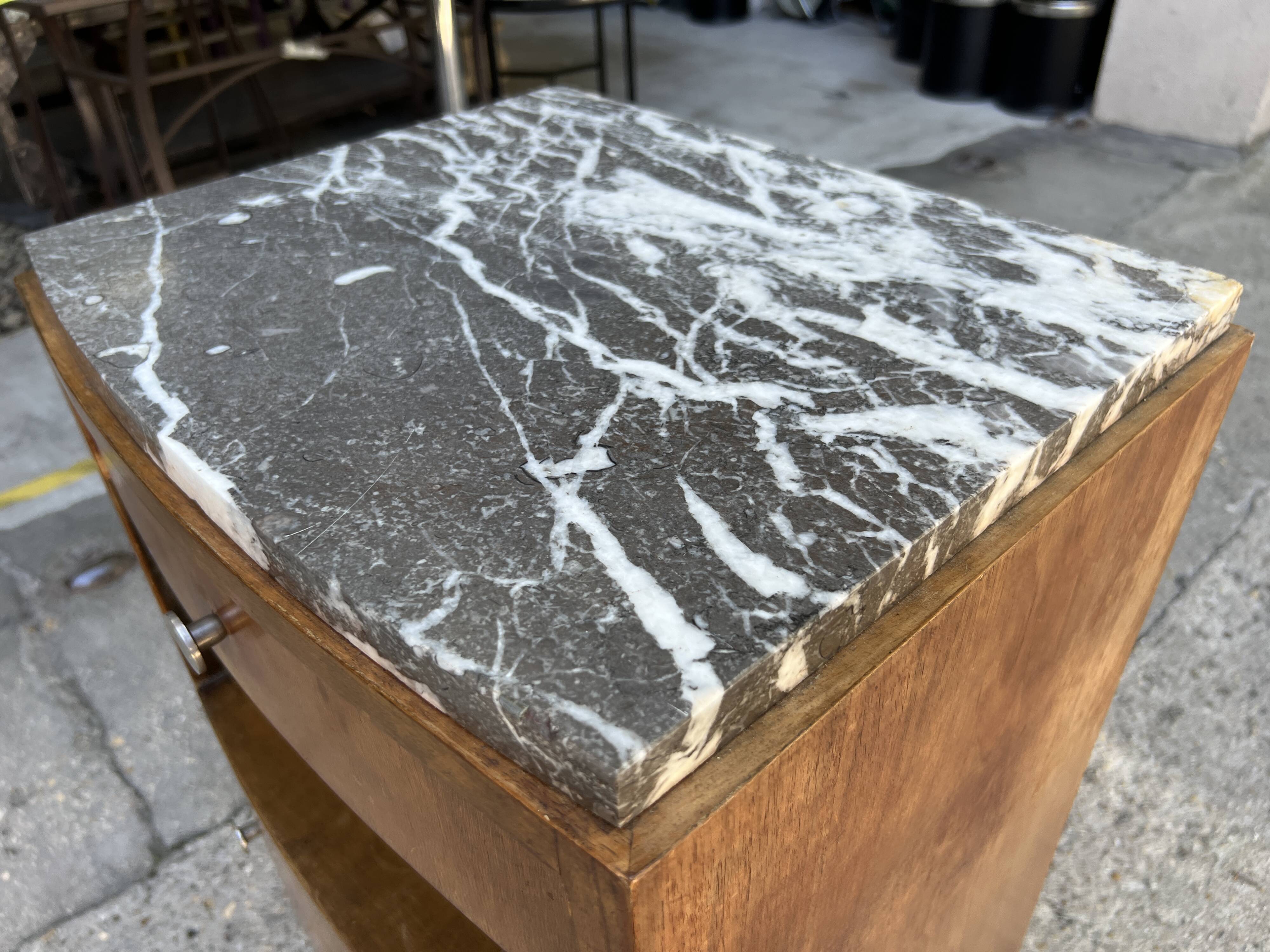 Bedside table with art deco marble
