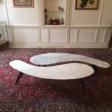 Pair of coffee tables in marble of Carrara