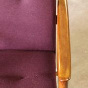 Oryginał wood armchair design by E. Homa 142 aubergine wool vintage chair modern