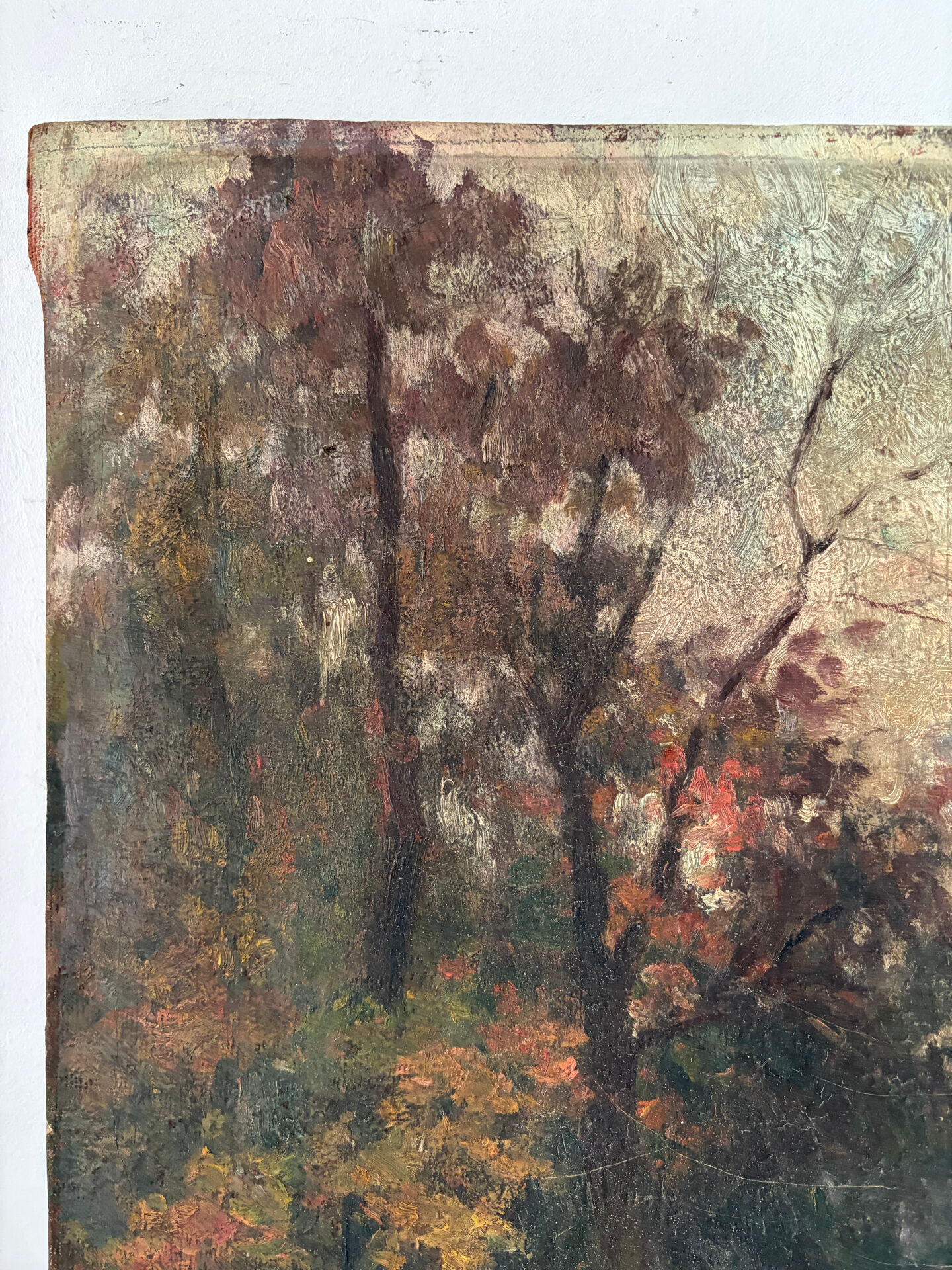 Huile sur toile  "Rivière dans les bois"