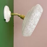 Vintage wall lamp with white clichy glass shade
