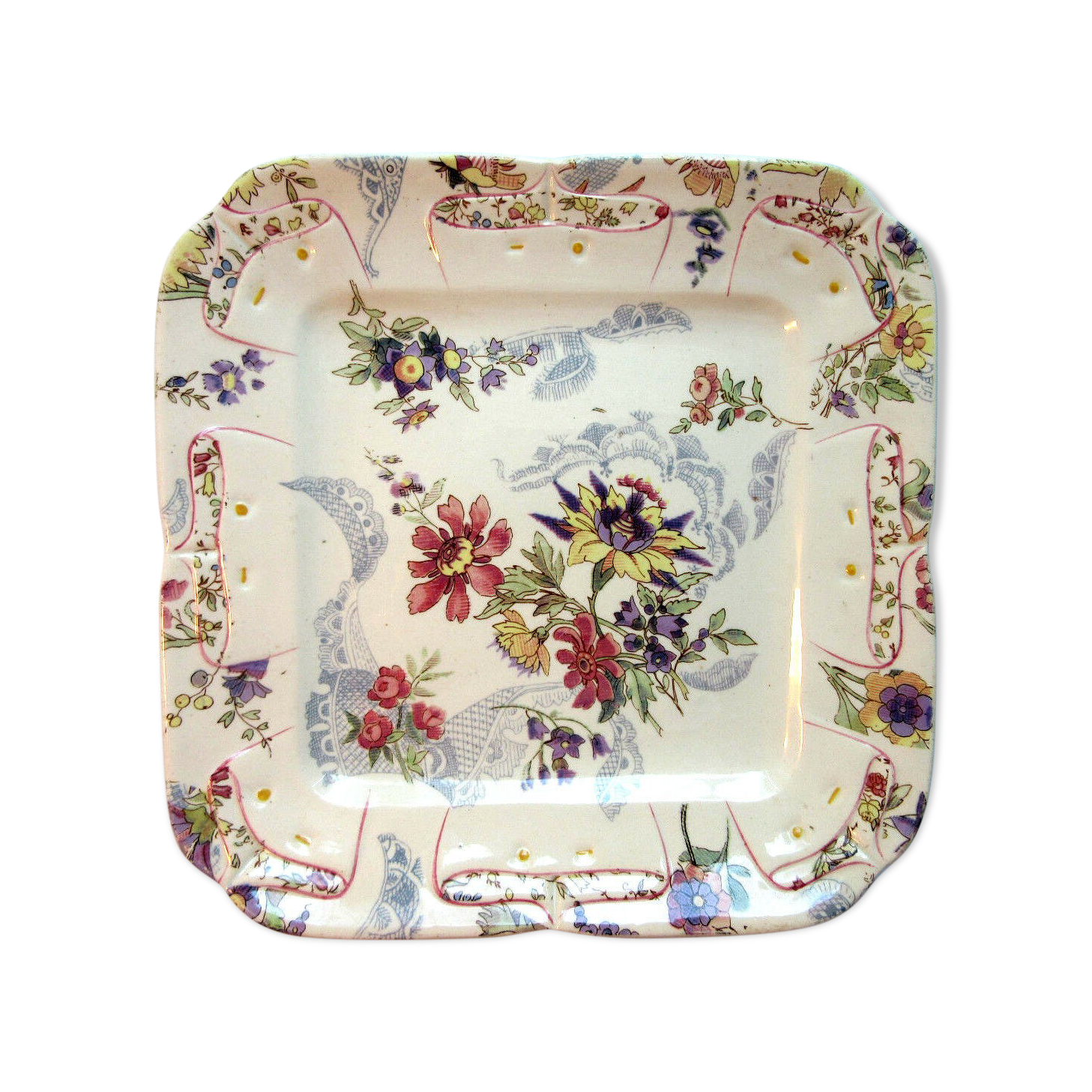 レア フランスアンティークサルグミンヌLavallière スクエアプレート