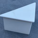 Set of three triangle side tables wood white creme design