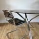 Dining / living table in chrome and smoked glass design 70s