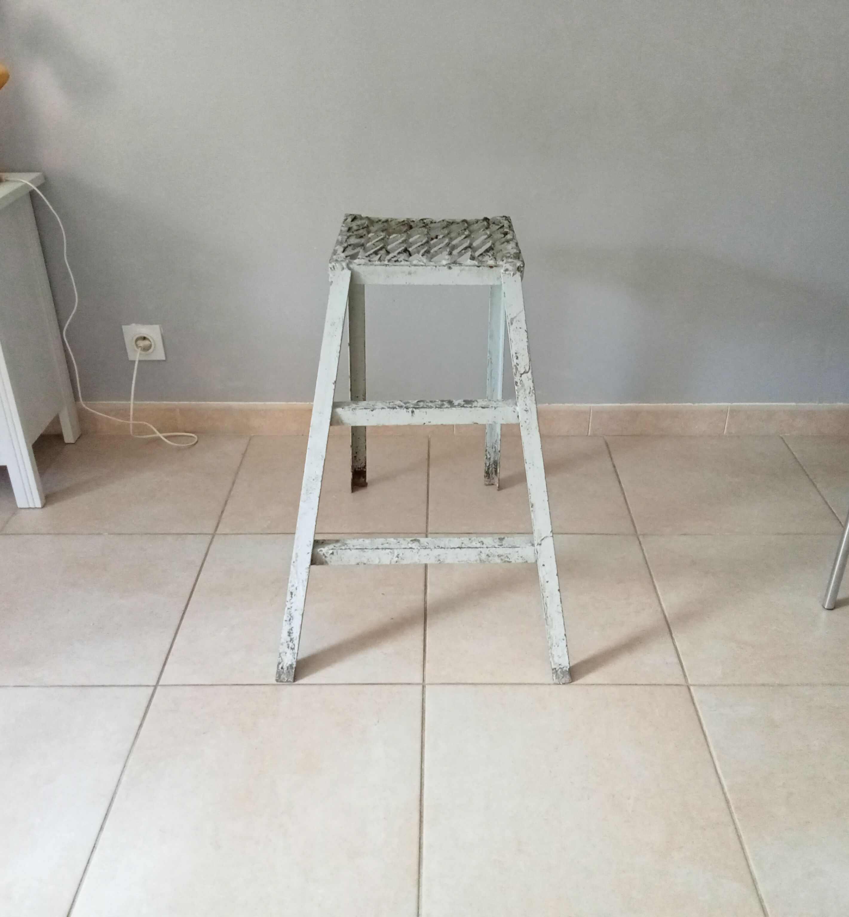 Vintage workshop metal stepladder