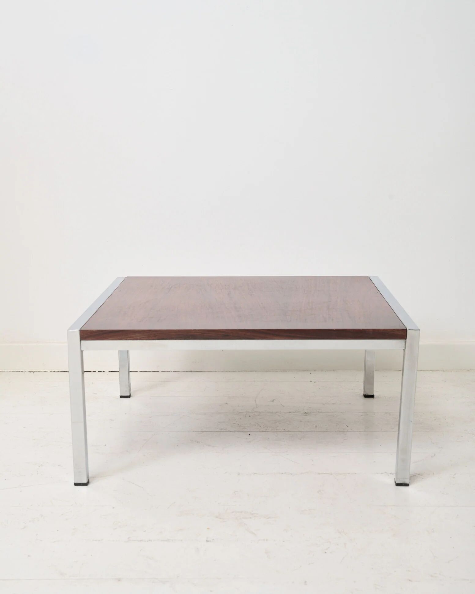 Chrome and rosewood coffee table, 1970s