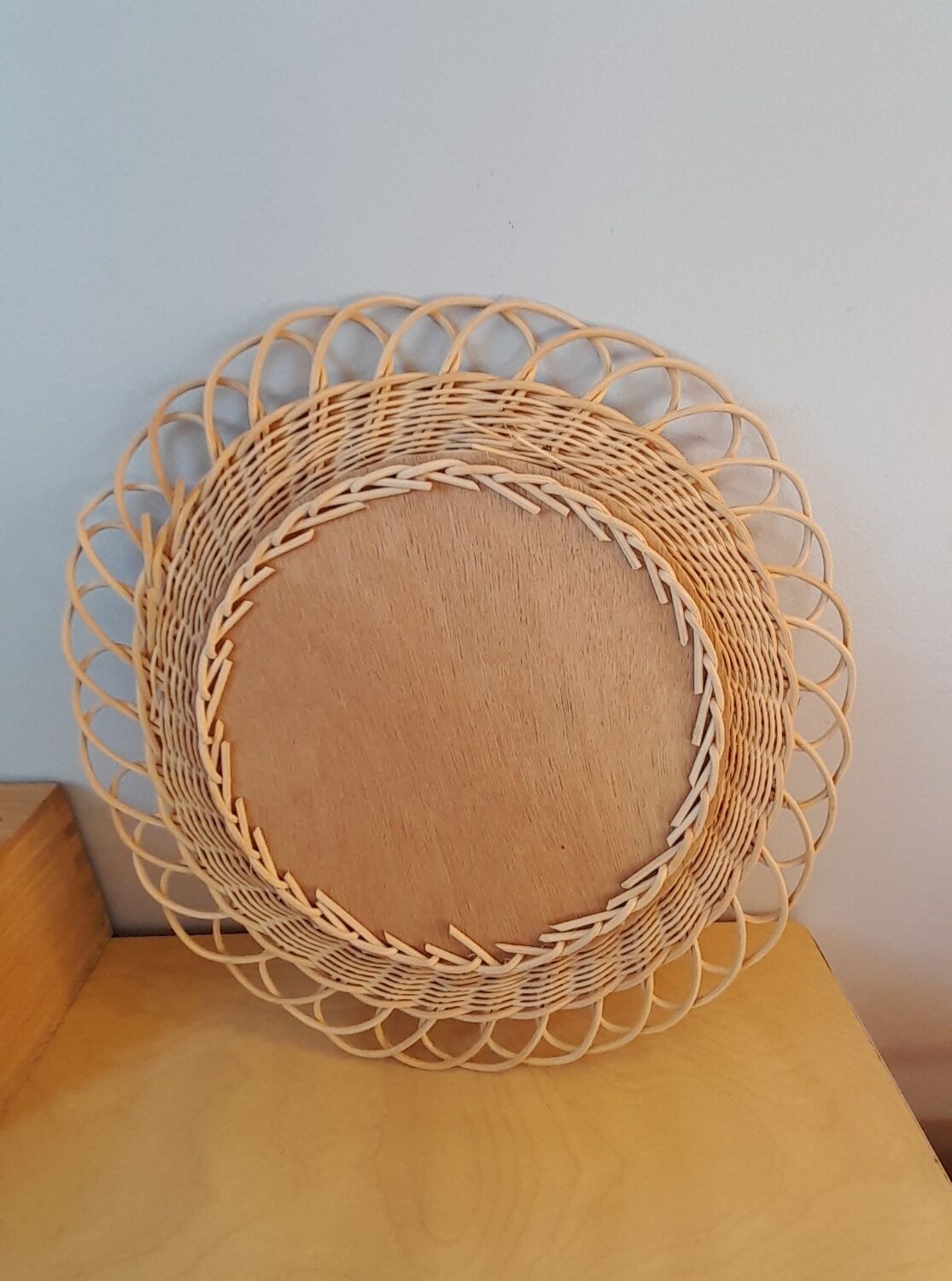 Braided wicker mirror