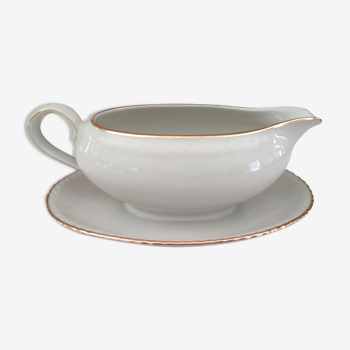 Saucière en porcelaine Bavaria beige liseré doré modèle Jutta