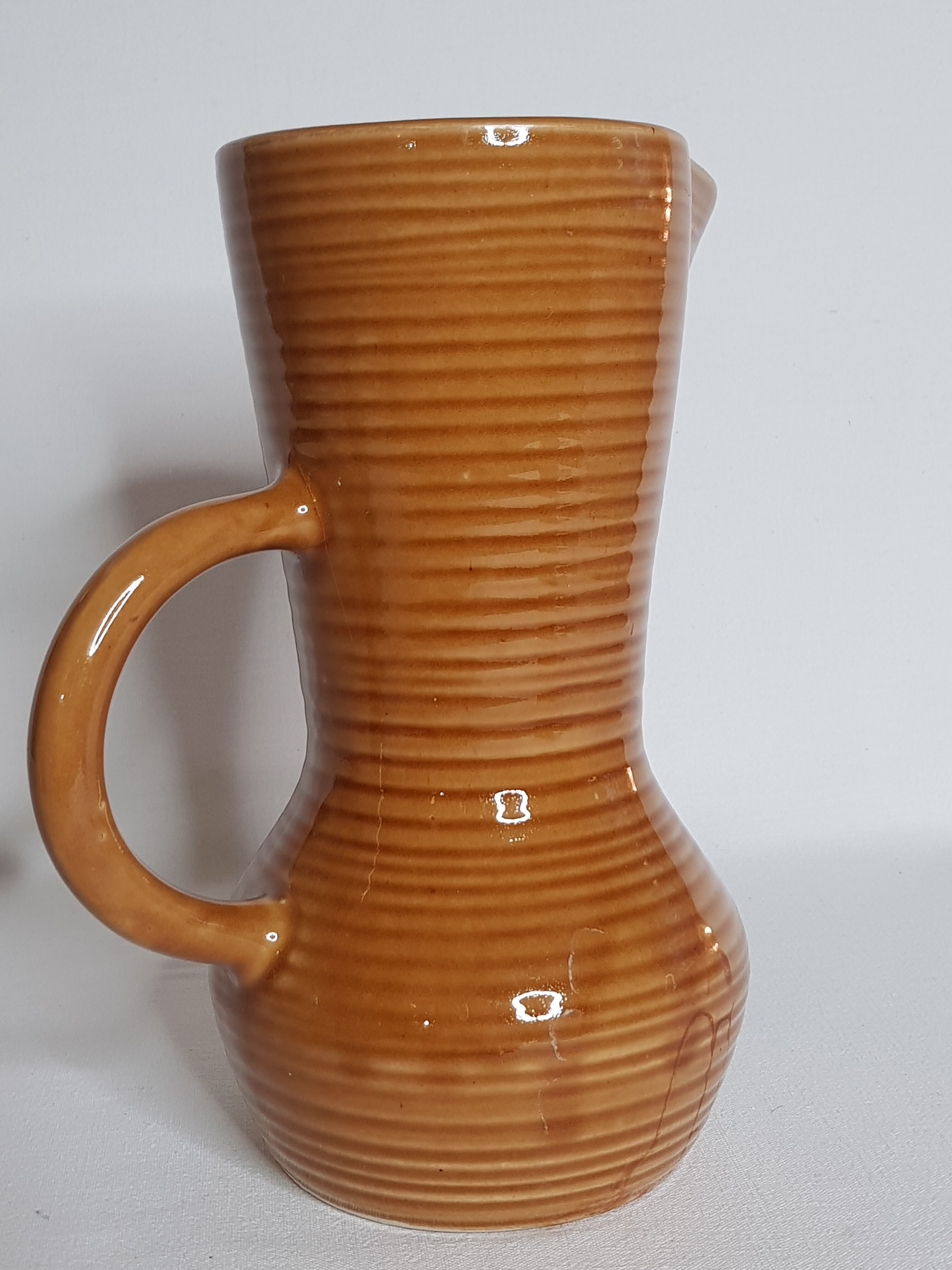 Digoin e-sandstone pitcher, honey colour, 22 cm