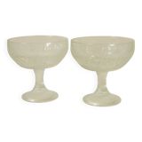 Vintage footed dessert bowls in molded glass - fruit motifs