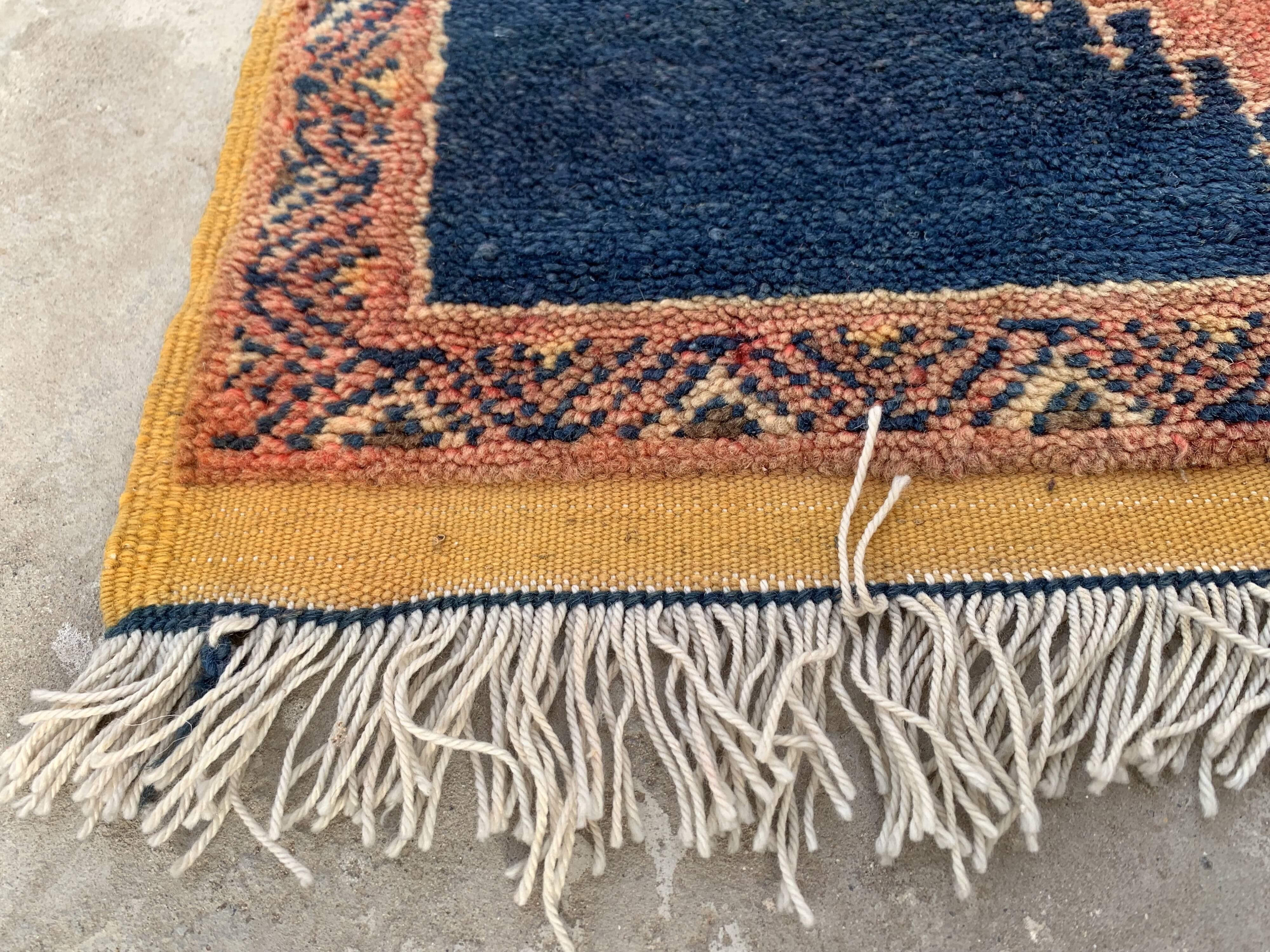 Taznakht blue moroccan wool runner rug