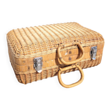 Vintage rattan suitcase 70s
