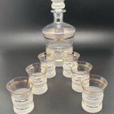 Art Deco strong alcohol service in opaque glass and gilding