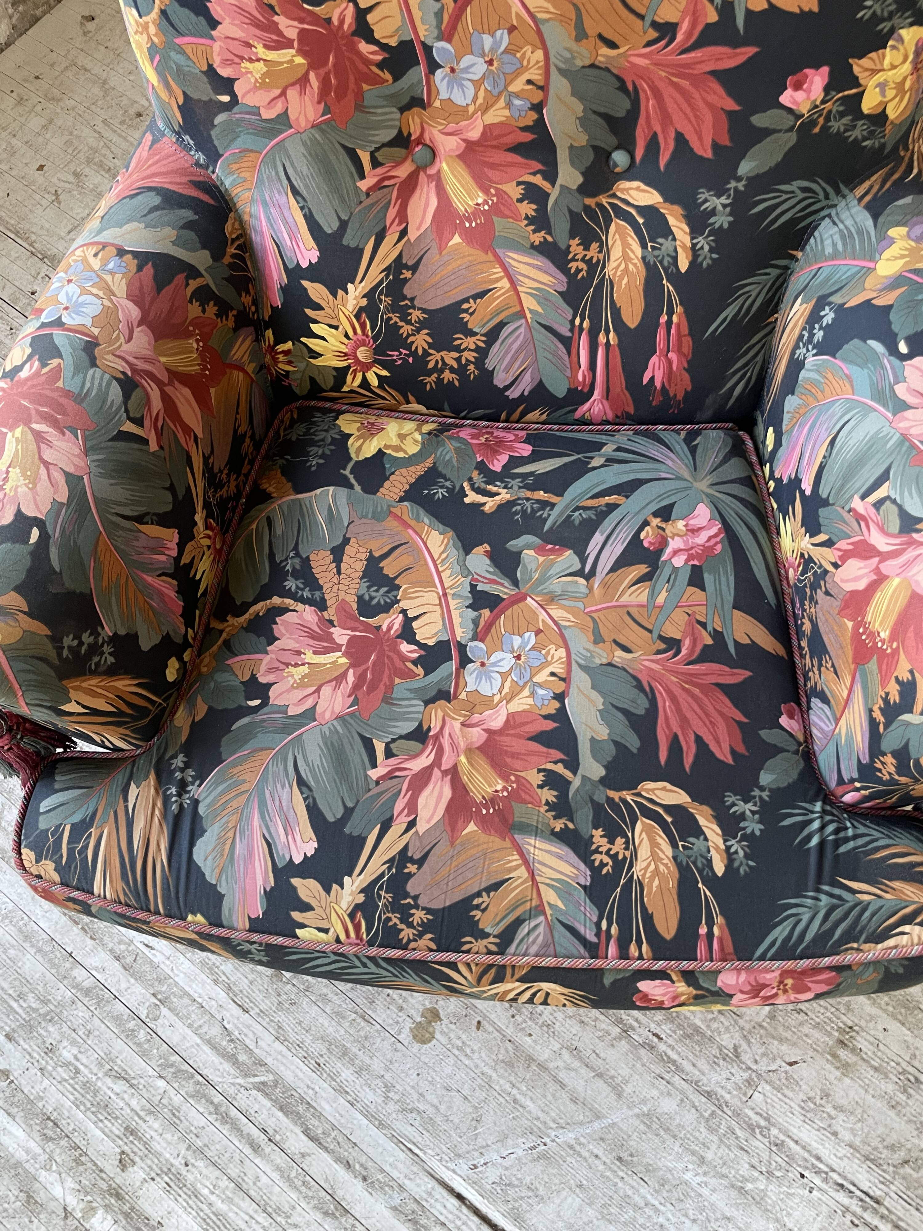 Jean Roche flowered armchair with armrests