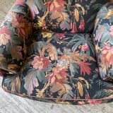 Fauteuil accoudoirs Jean Roche fleuri