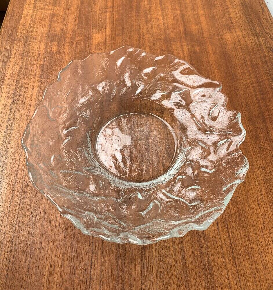 Vintage frosted glass bowl, 1970s.