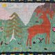 Romanian vintage rug with deers, nature scenery