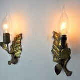 Paire d'appliques "feuilles", italie, 1970