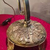 gilded bronze lamp 58x25x6kg glass shell lampshade 1960 original electric o