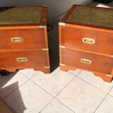 Pair of English military campaign bedside tables