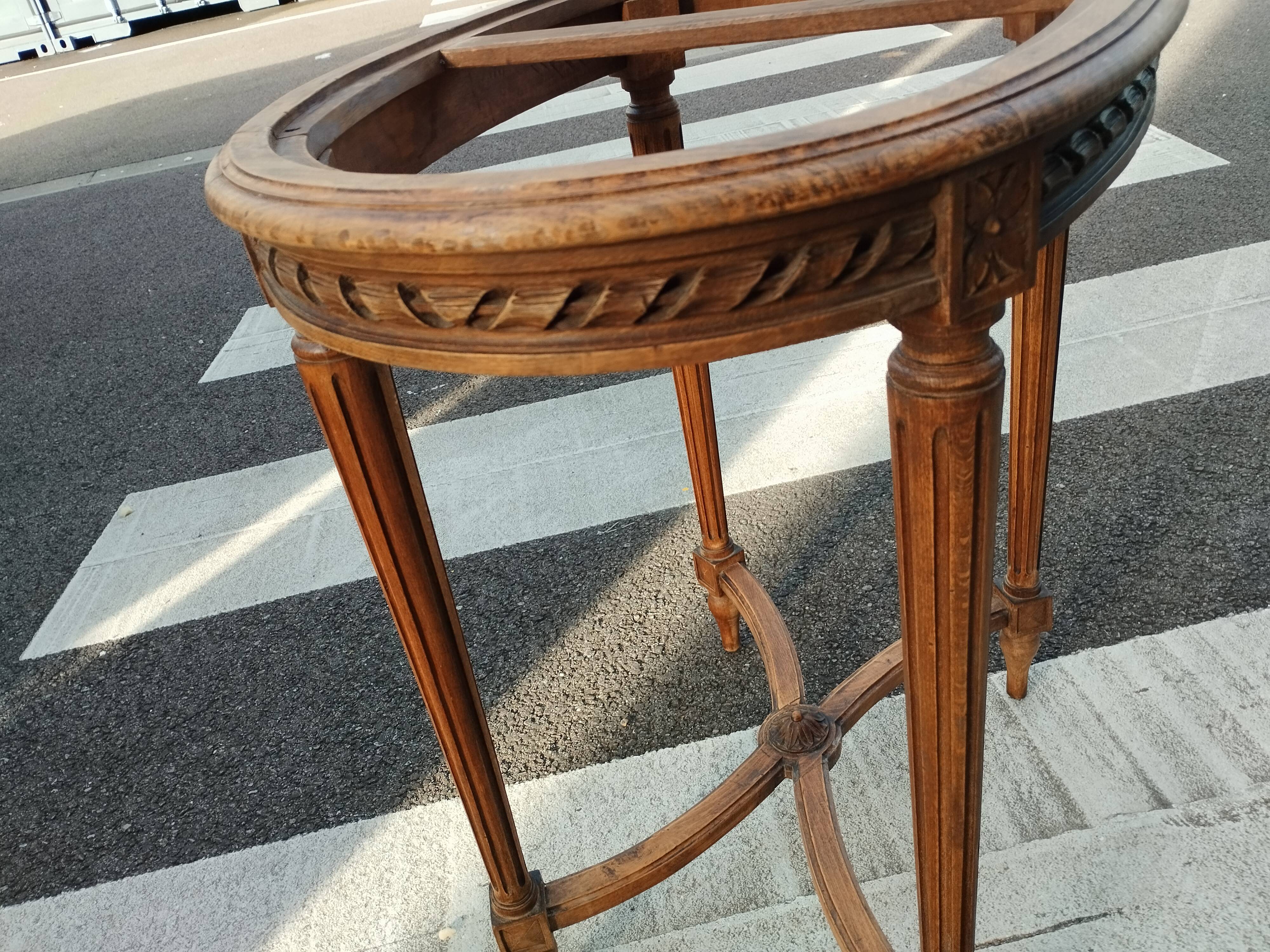 Old Louis XVI style pedestal table with marble top