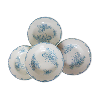 4 vintage hollow plates in iron earth from L&G model Carnations 220517