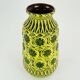 1960s bay keramik vase relief flower decor green yellow black model 76 40