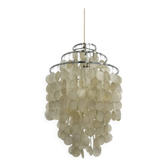 Mid-century mother of pearl Capiz shell Verner Panton style hanging lamp, 1970s