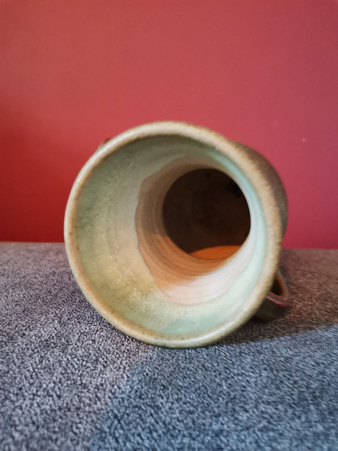 Green stoneware vase