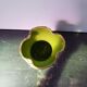 Ancient ceramic vase grey decor black, orange interior vintage green