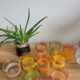 Lot de 9 verres granité doré