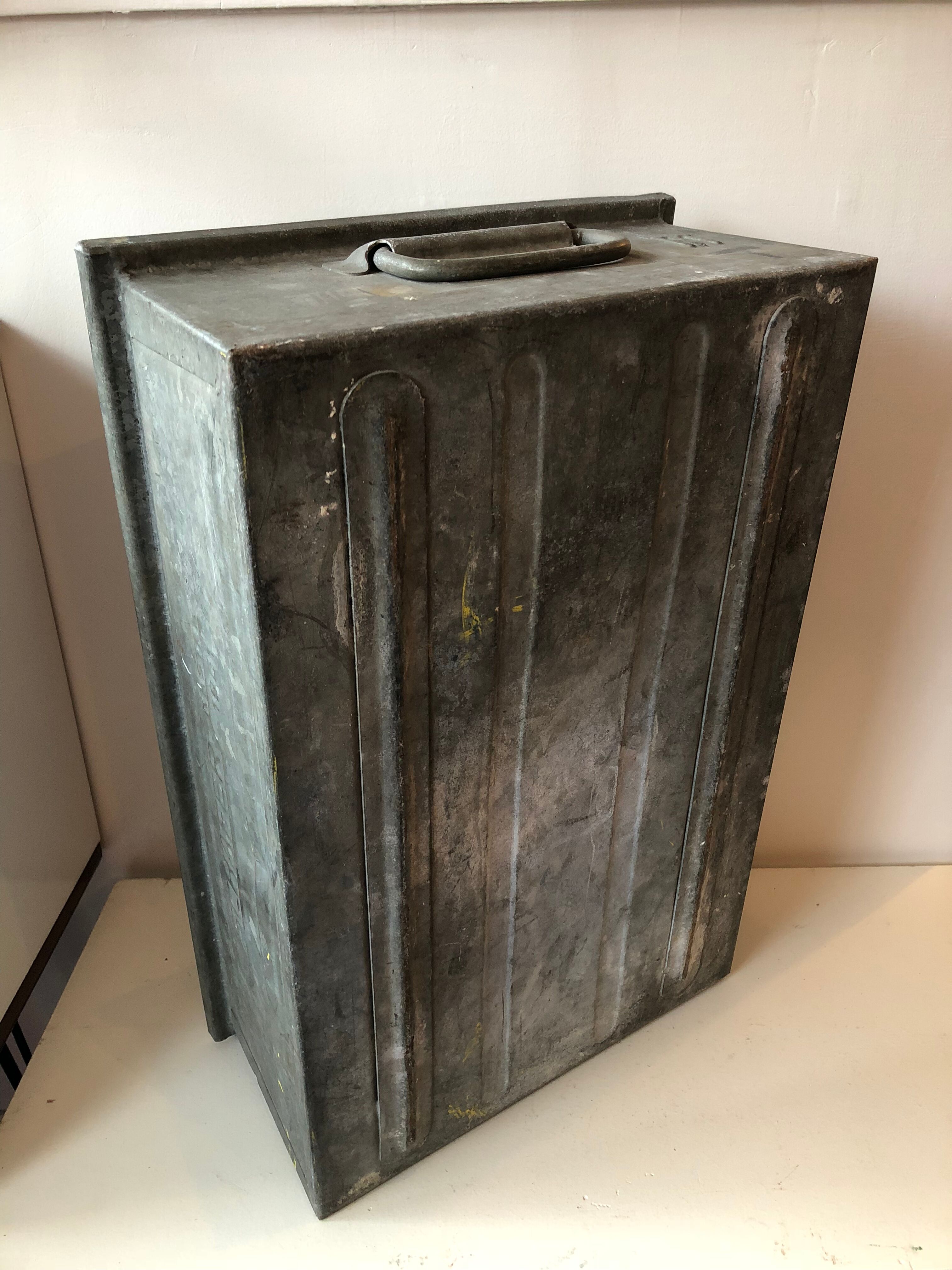 Old galvanized metal locker basket
