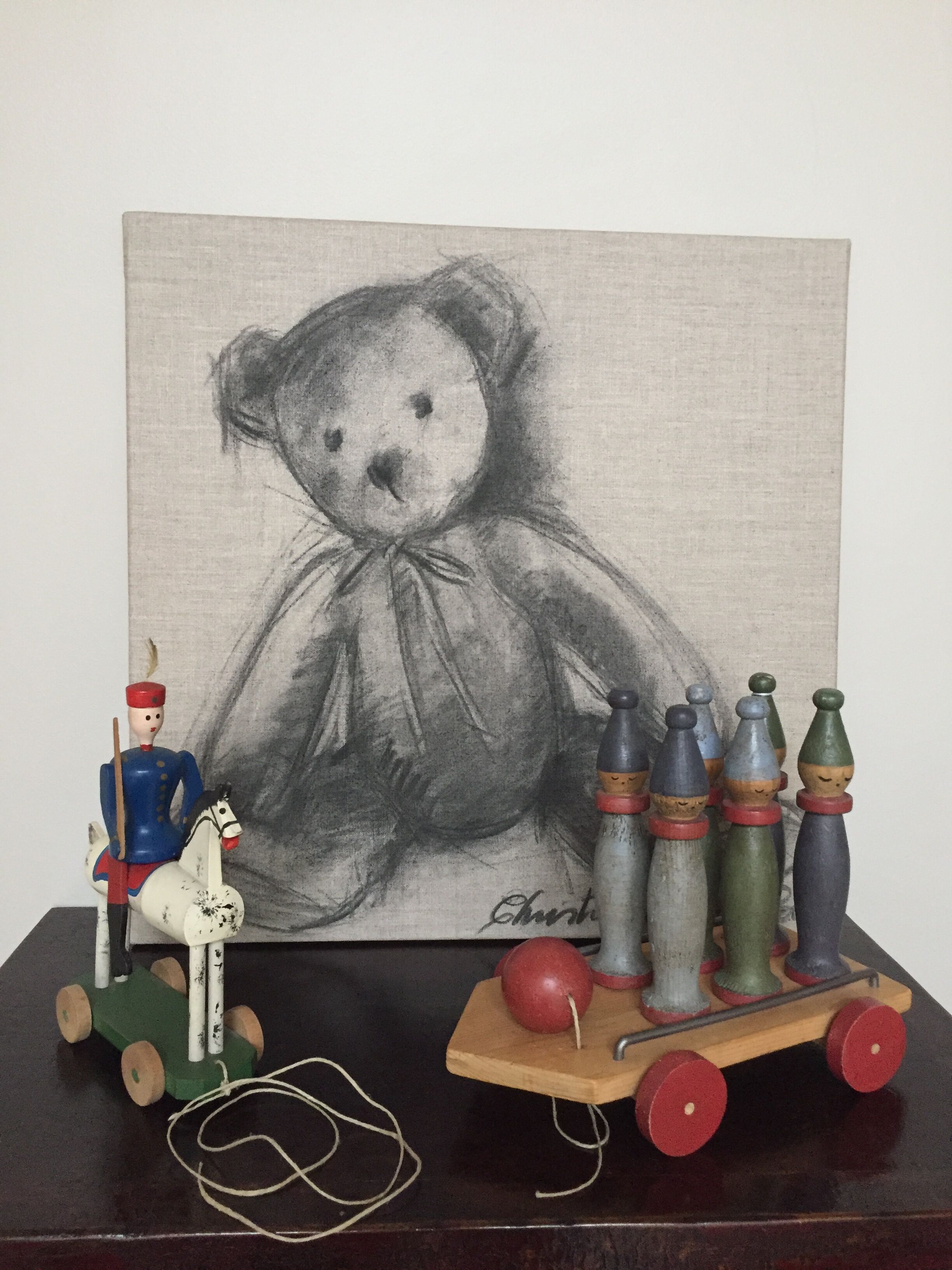 Soldier on wooden horse to shoot