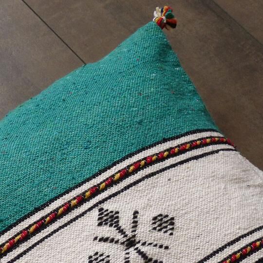 Moroccan berber cushion green and white