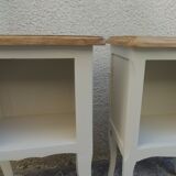 Pair of bedside tables, Elle and Lui, re-enchanted end tables in beige.