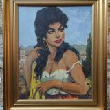 Painting 1950 signed bohemian portrait