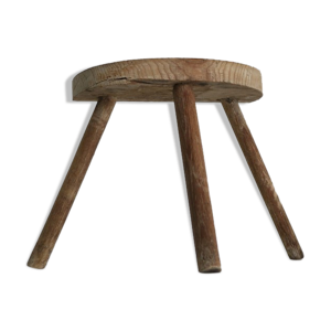 Tabouret ancien de fermier en chêne